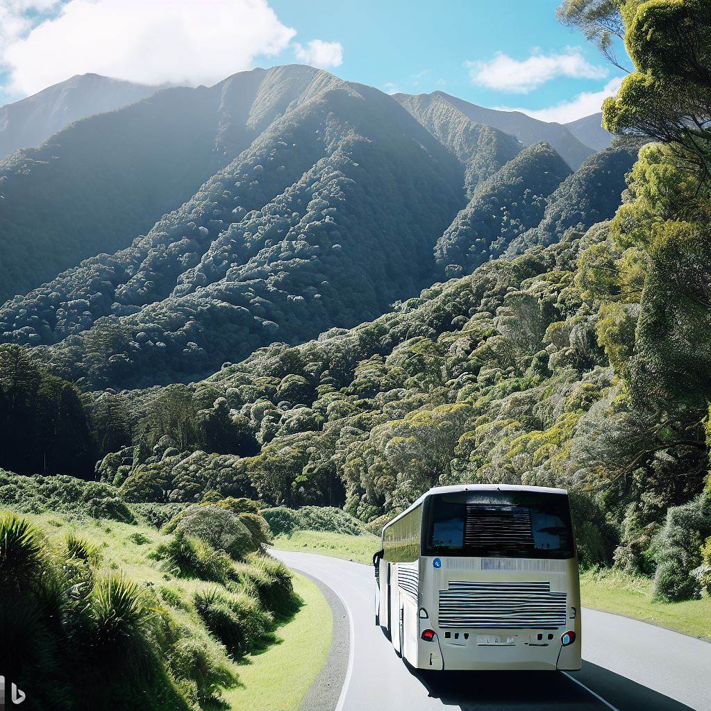 ニュージーランドを走るバス